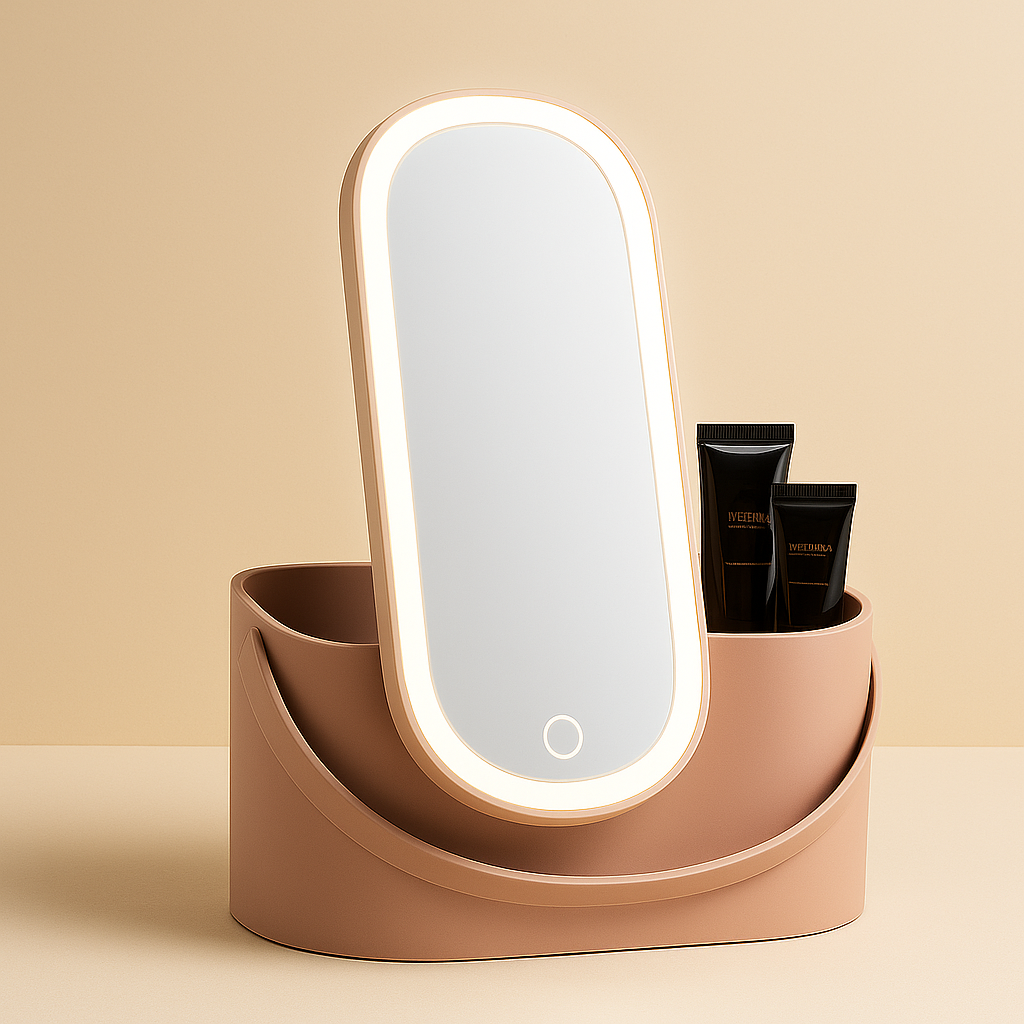 Portable Makeup Box With LED Mirror